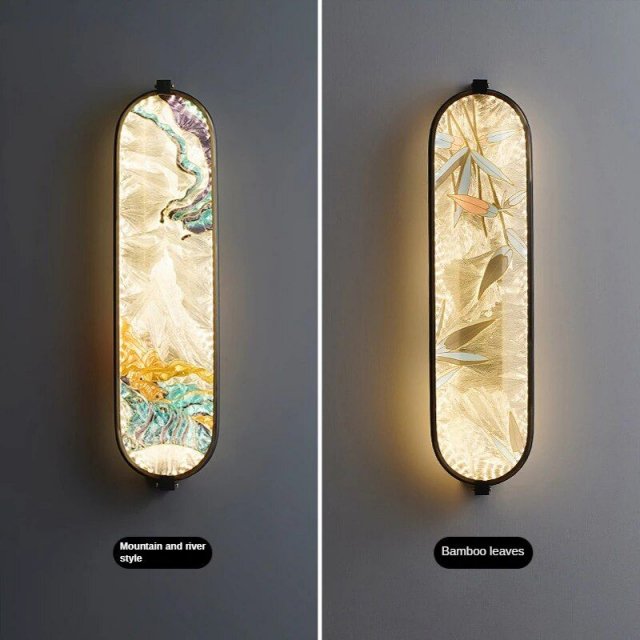 Chinese Style Art Glass Wall Lamp - Image 3