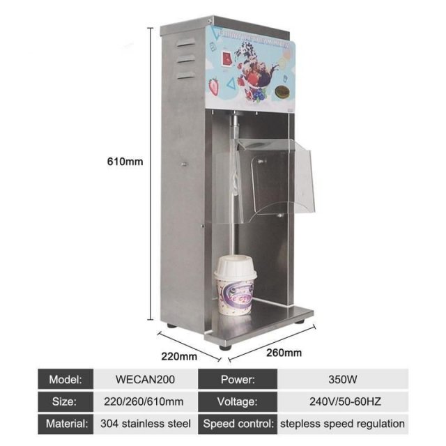Commercial Automatic Ice Cream Blender Soft Serve Mixer Machine 2500rpm with Spoons - Image 3