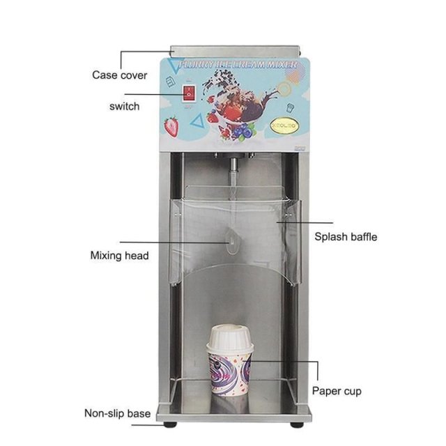 Commercial Automatic Ice Cream Blender Soft Serve Mixer Machine 2500rpm with Spoons - Image 4