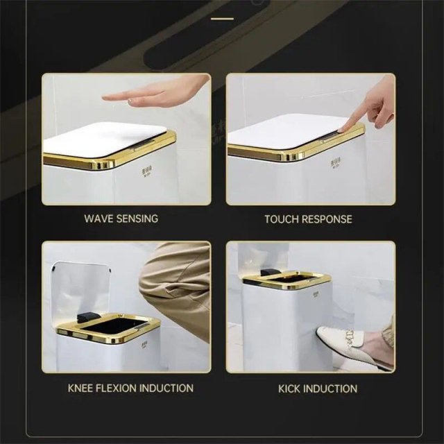 Luxury Smart Trash Bin with Automatic Lid and LED Light - Elegant ...