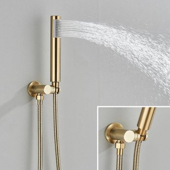 Contemporary Brushed Gold Rainfall Shower System with Digital Display and Mixer Tap