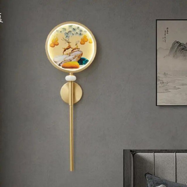 Elegant Multicolor Vintage Enamel & Copper Wall Lamp - Image 3