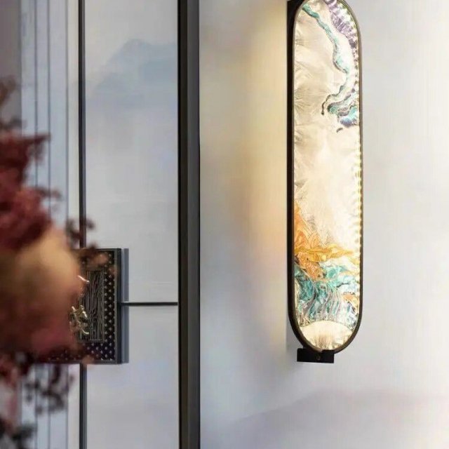Chinese Style Art Glass Wall Lamp - Image 4