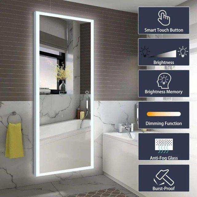 LED Full Length Dressing Mirror with Touch Dimming and Anti-Fog Features - Image 4