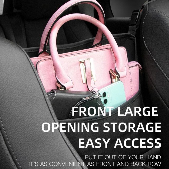 Luxury Leather Car Seat Organizer with Cup Holder & Tissue Pocket - Image 7