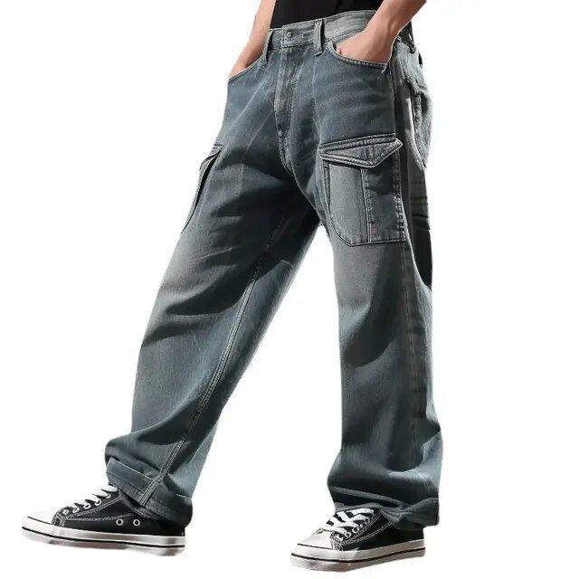 LuminBlaze Baggy Jeans Uomo Y2K Streetwear Vintage Jeans Loose Fit - Foto 10