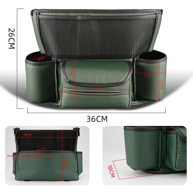 Luxury Leather Car Seat Organizer with Cup Holder & Tissue Pocket - Image 5