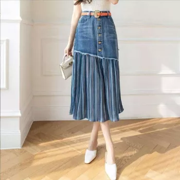 Alaia Long Denim Skirt with Lace Up Corset Detail women - Glamood