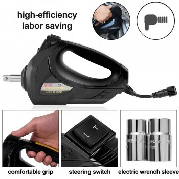 3 Ton DC 12V Electric Scissor Jack Kit with Impact Wrench & Air Pump