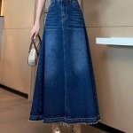 Spring-Summer Casual Tassel Maxi Denim Skirt - High Waist & Pockets - Image 4