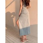 Summer Vintage Denim Maxi Skirt with Side Split - Casual Long Jean Skirt - Image 4