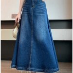 Spring-Summer Casual Tassel Maxi Denim Skirt - High Waist & Pockets - Image 2