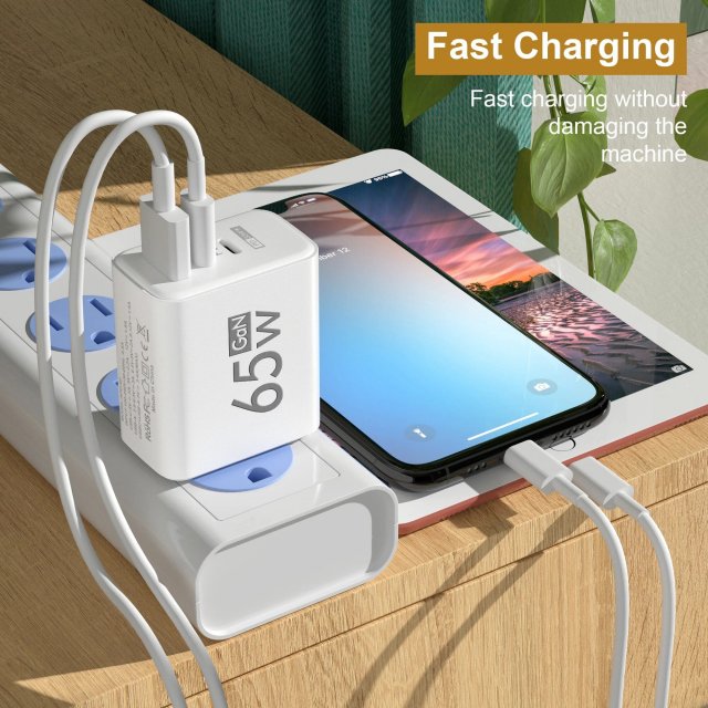 65W GaN USB-C Fast Charger with PD & Quick Charge 3.0