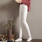 High Waist Stretch Skinny Jeans - Black & White Women's Denim - Image 4