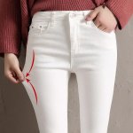 High Waist Stretch Skinny Jeans - Black & White Women's Denim - Image 2