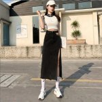 Summer Vintage Denim Maxi Skirt with Side Split - Casual Long Jean Skirt - Image 7