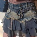 Y2k Vintage Patchwork Denim Mini Skirt - Summer Harajuku A-line Fashion - Image 6