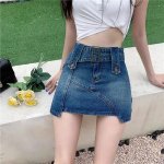 Women's Slim Fit Vintage Denim Mini Skirt with Belt - Image 5