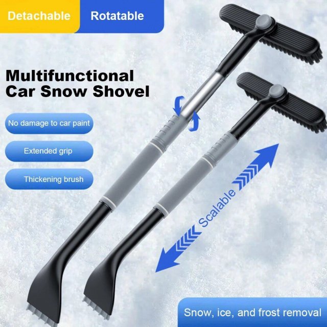 Telescopic 2-in-1 Snow Shovel & Squeegee for Car Glass Cleaning - Image 3