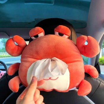 Plush Cartoon Car Tissue Holder - Cute Armrest Tissue Box for Vehicle Interior Decor