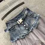 High Waist Gothic Punk Tulle & Denim Skirt - Image 6