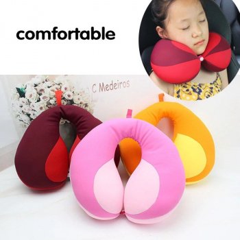 Children's U-Shaped Travel Neck Pillow with Contrast Color Splicing