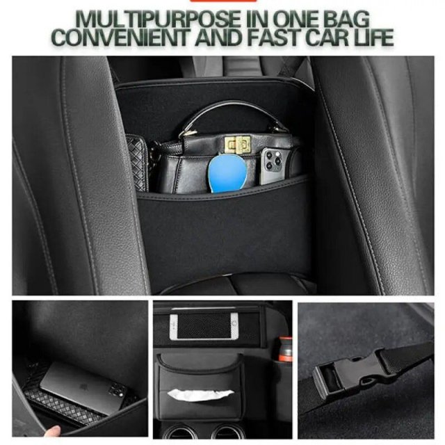Car Front Seat Large Capacity PU Organizer & Storage Bag - Image 4