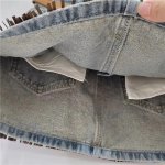 High-Waist Tassel Denim Skirt - Spliced Contrast, A-line Mini for Summer - Image 6