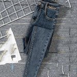 High Waist Skinny Ankle Jeans - Stretch Denim Embroidery Pencil Pants for Women - Image 2