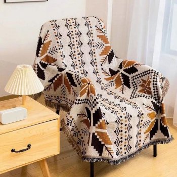 Bohemian Geometric Tassel Throw Blanket