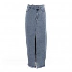 Chic High-Waisted Denim Midi Skirt - Elegant Office & Casual Wear - Image 5
