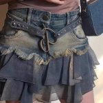 Y2k Vintage Patchwork Denim Mini Skirt - Summer Harajuku A-line Fashion - Image 4
