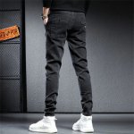 Men's Streetwear Cargo Denim Joggers - Black & Gray Baggy Jeans - Image 3