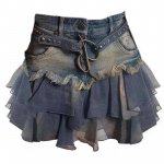 Y2k Vintage Patchwork Denim Mini Skirt - Summer Harajuku A-line Fashion - Image 2