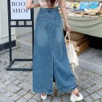 Chic High-Waist A-Line Denim Skirt | Vintage-Inspired Maxi Jeans Skirt with Pockets | S-5XL - Image 3