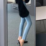 High-Waisted Slim-Fit Spliced Jeans with Split Zippers - Women's Fashion - Image 7