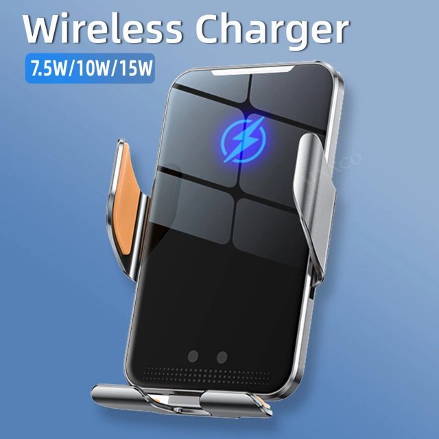 15W Car Wireless Charger Auto Car Mount Phone Holder - Image 2