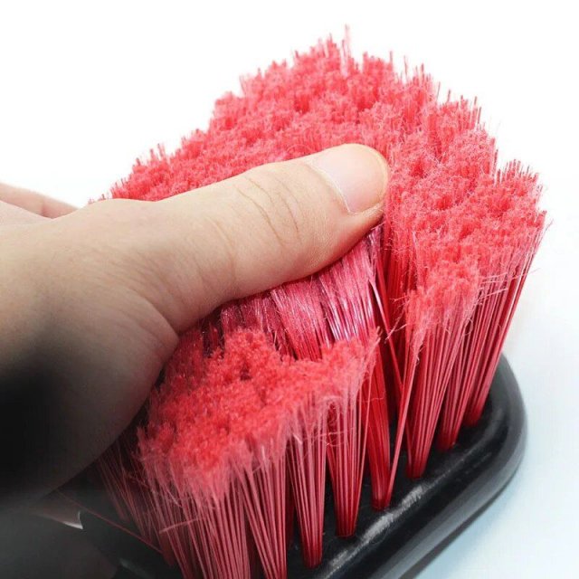 Compact Car & Motorcycle Detailing Brush with Red Bristles - Image 3