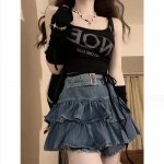 Summer Chic Denim Mini Skirt - High Waist Pleated Casual Skirt for Women 2024 - Image 2