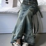 Chic Y2K Gothic Mermaid Denim Skirt with Belt - Casual Empire Waist Maxi - Image 6