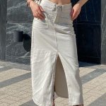 Vintage High Waist Denim Skirt - Casual Split Long Skirt - Image 6