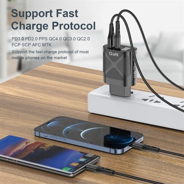 65W GaN Fast Charge Adapter – Type C PD & Quick Charger for Laptops & Smartphones