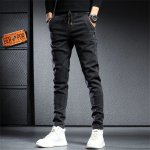Men's Streetwear Cargo Denim Joggers - Black & Gray Baggy Jeans - Image 6