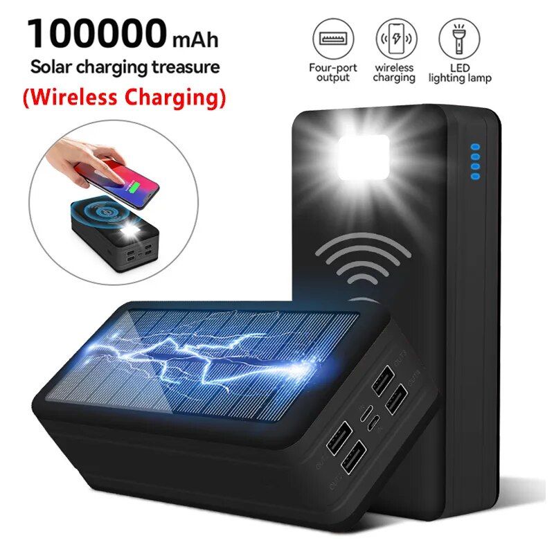 100000mAh Solar Wireless Power Bank 