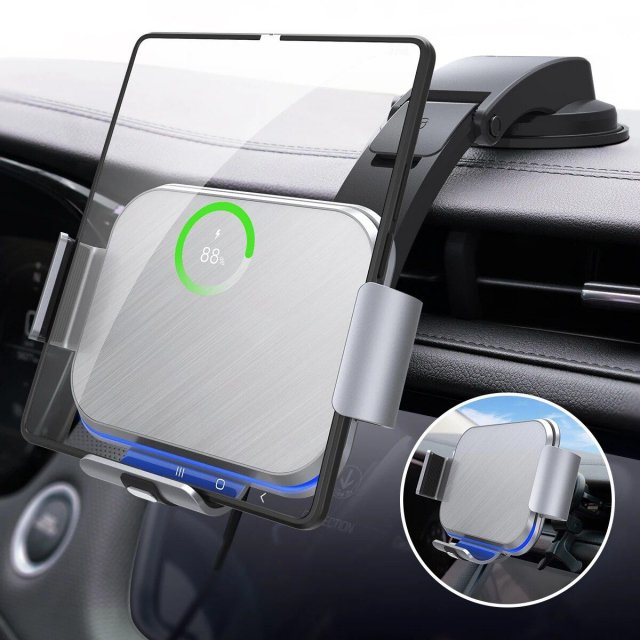 15W Dual Coil Wireless Car Charger Phone Holder with Fast Charging - Image 8