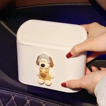 Sleek Square Car Trash Bin with Pressing Lid