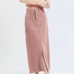 Vintage High Waist Denim Skirt - Casual Split Long Skirt - Image 5