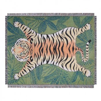 Nordic Leaf Tiger Knitted Throw Blanket