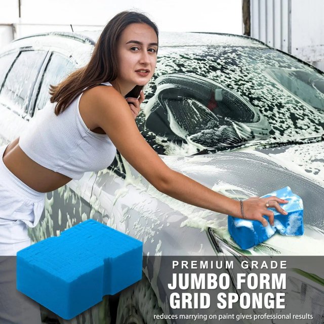 Car Wash Sponge Large Cross Cut Soft Foam Grid Super Absorbent Sponge - Image 5