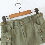 Chic Low Waist Cargo Denim Skirt Shorts with Belt - Image 7